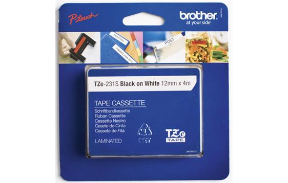 134788 Brother TZE231S2 Tape BROTHER TZE231S2 12mmx4m sort/hvit 